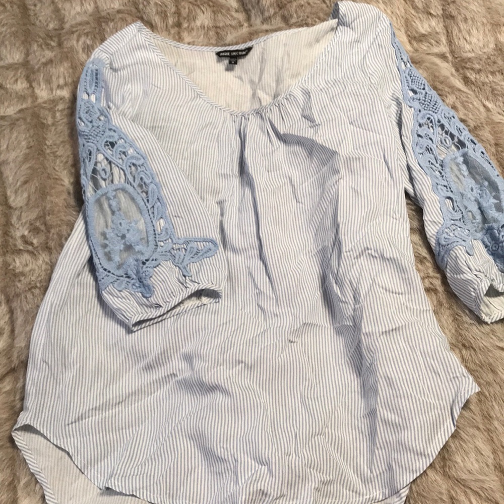 Light blue and white blouse  spring